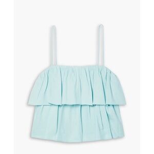 Alice + Olivia Marylynn cropped tiered linen-blend top